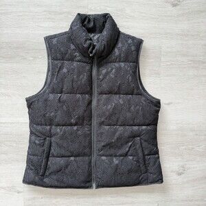 BANANA REPUBLIC Lace Puffer Vest Women's Size Large Black EUC